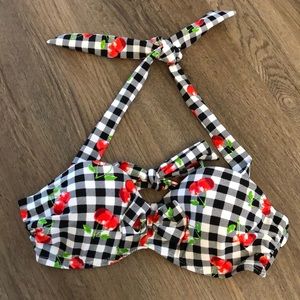 Hot Topic Rockabilly Pinup Cherries Swim Top SM